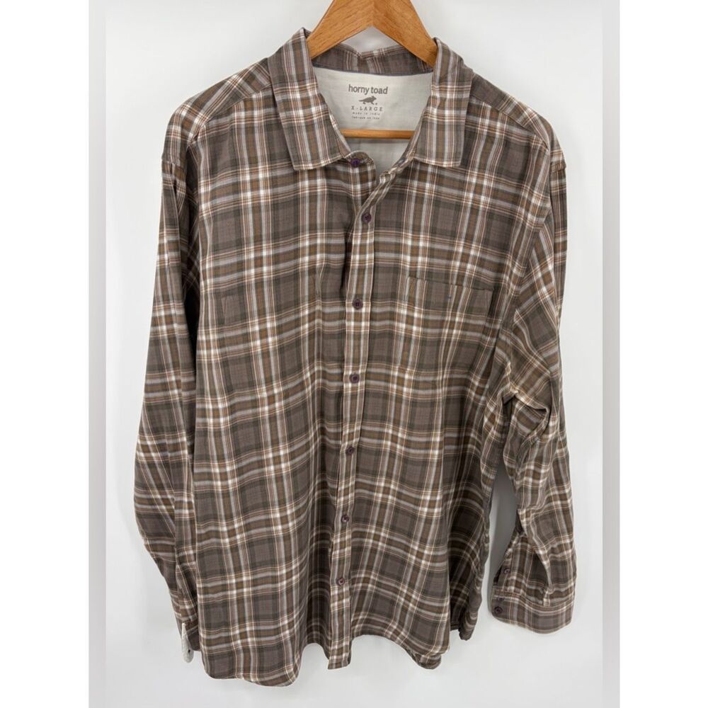 Horny Toad button up checkered pattern long sleeve men’s XL hiking camping